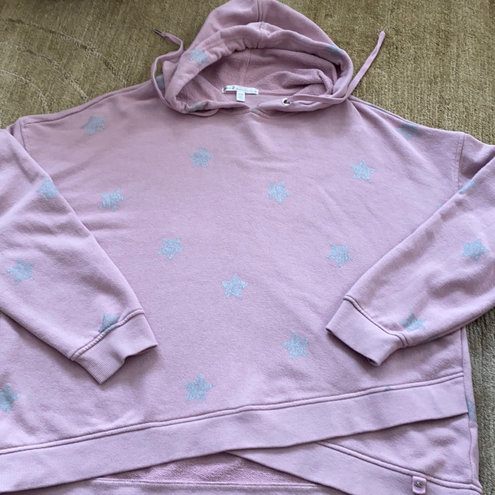 ~Seven7~ Dusty Pink Silver Star Hooded Sweatshirt